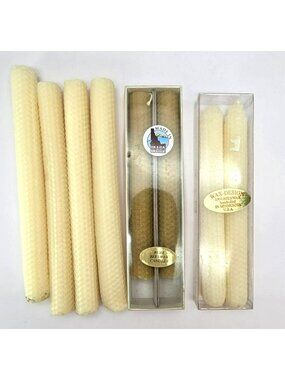 Hand-Rolled Beeswax Taper Candles Idaho & Minnesota Wax Honeycomb Texture CM2342